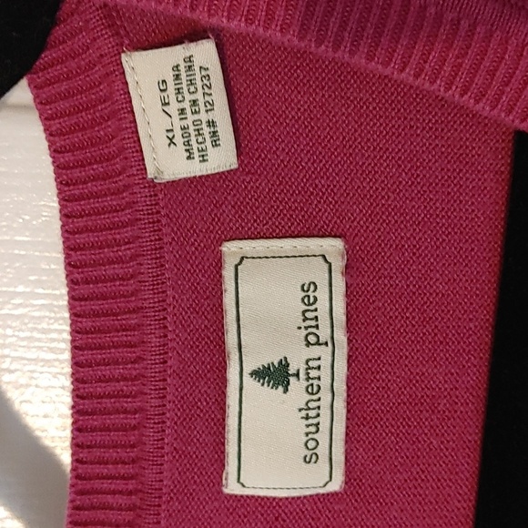 Men's XL Southern Pines Fuschia Sweater Vest 100% Cotton Cottogecore Cozy - Picture 3 of 5